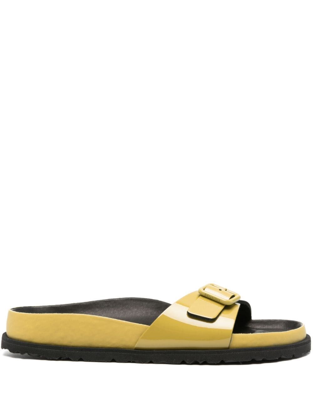 Shop Birkenstock 1774 Madrid Shiny Patent Leather Slides In Green