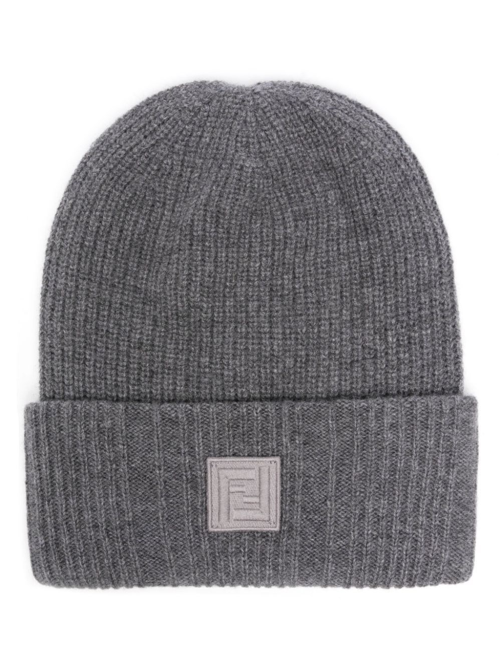 Shop Fendi Patch-logo Beanie In Grey