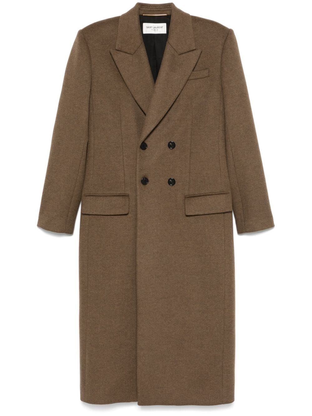 DOUBLE-BREASTED LONG COAT IN CASHMERE AND WOOL FELT