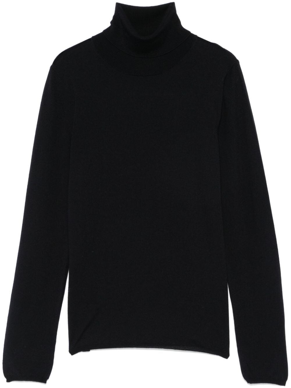 Shop Zanone Fine-knit Turtleneck Sweater In Black