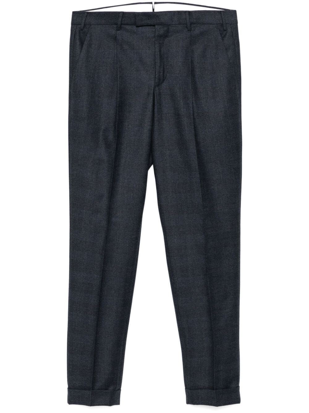 PANTALONI TORINO TAPERED LEG WOOL CHECKED TROUSERS 