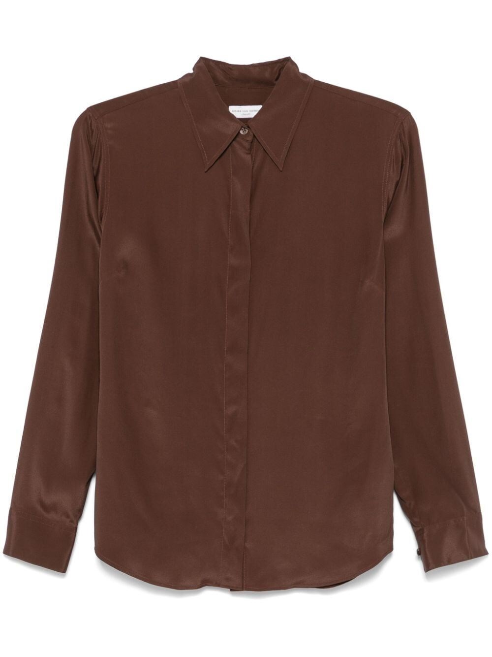 Shop Dries Van Noten Chowy Silk Shirt In Brown