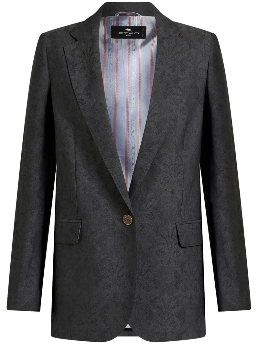 Etro Dark Grey Wool Blazer In Grey