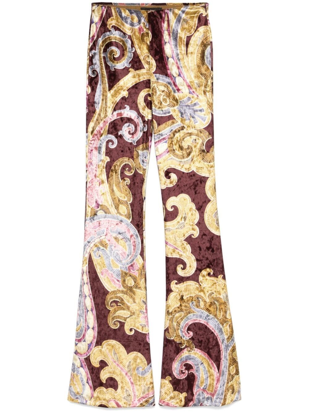 Shop Etro Printed Chenille Trousers In Multicolour