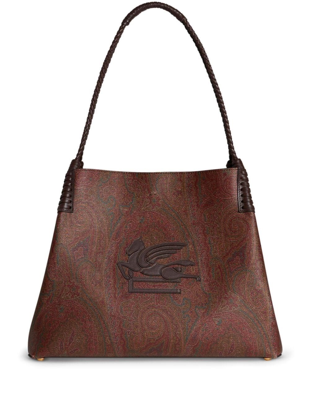 Shop Etro Medium Paisley Libra Tote Bag In Brown