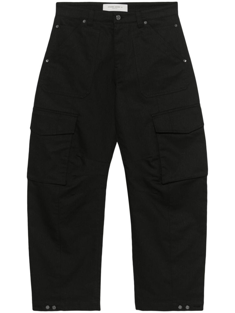 Shop Golden Goose Cotton Cargo Trousers In Black