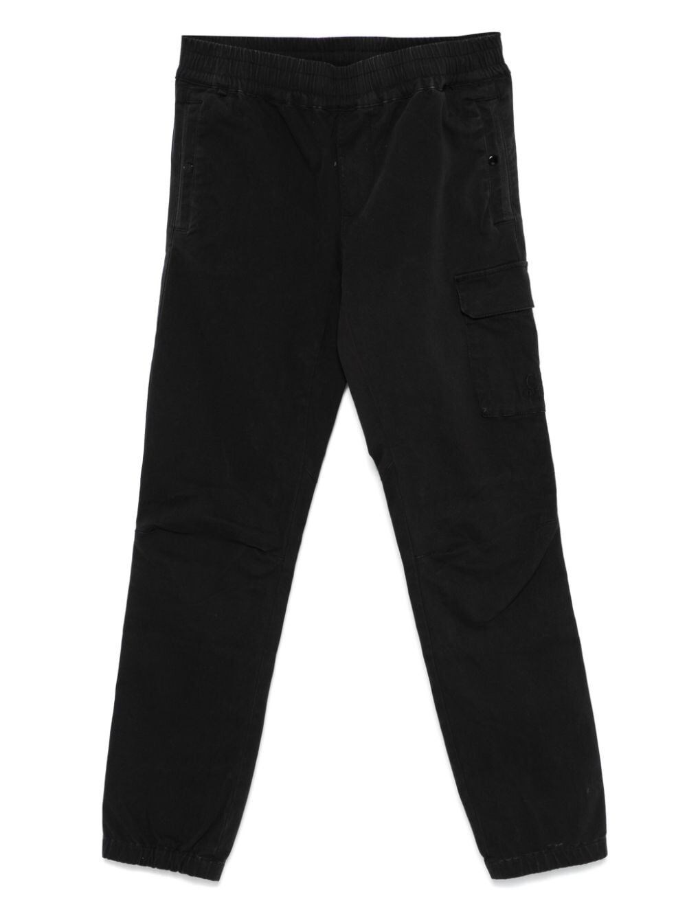 Shop C.p. Company Elasticated Waistband Tapered Trousers In Black