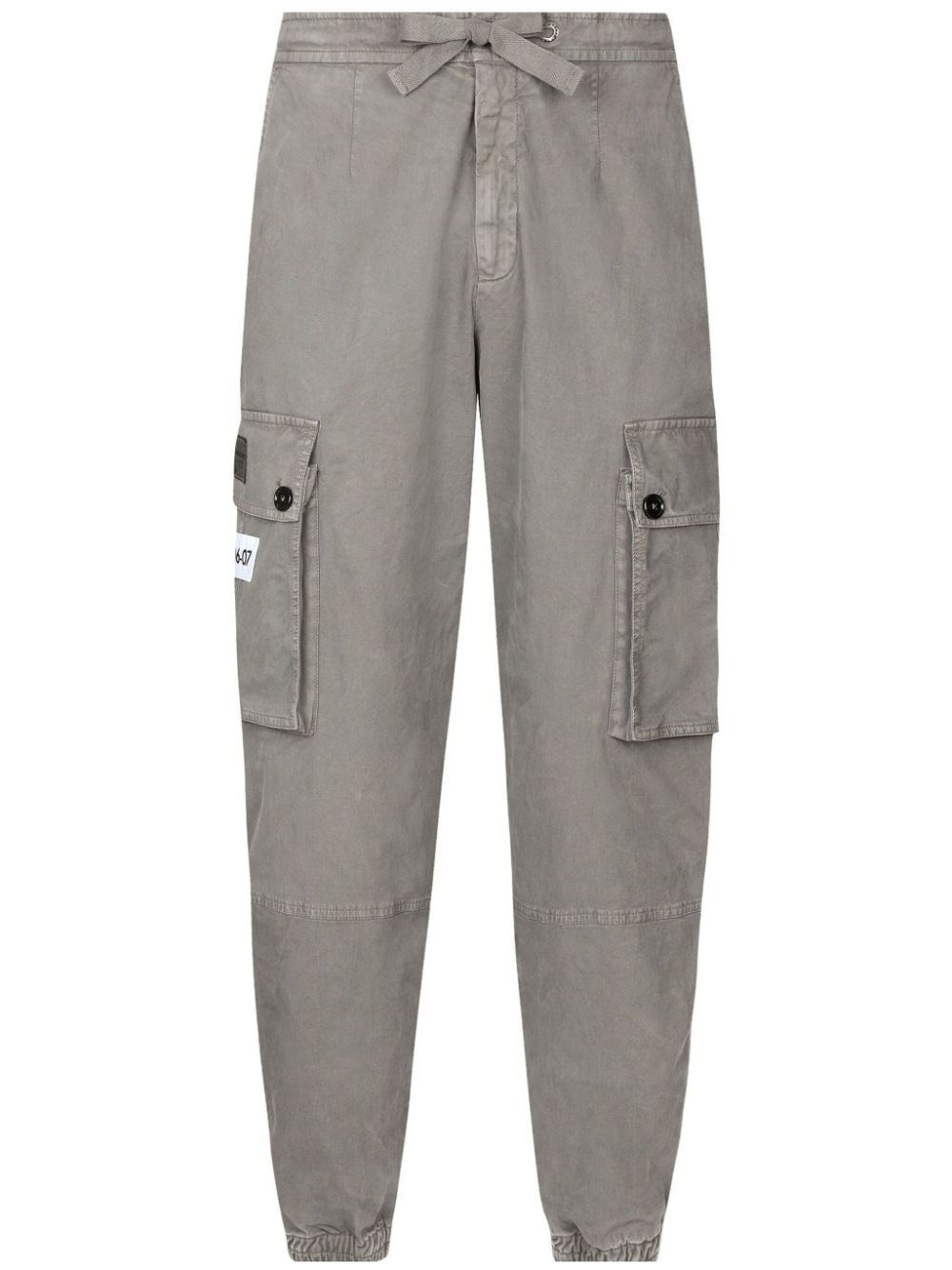 Shop Dolce & Gabbana Cotton Cargo Trousers In Grey