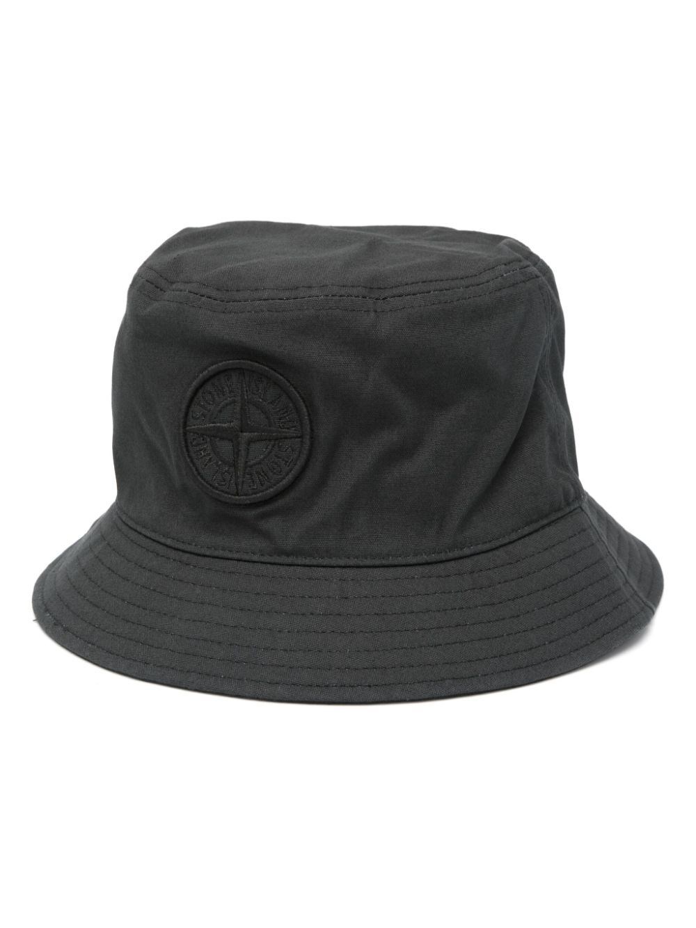 Stone Island Logo-embroidery Bucket Hat In Black