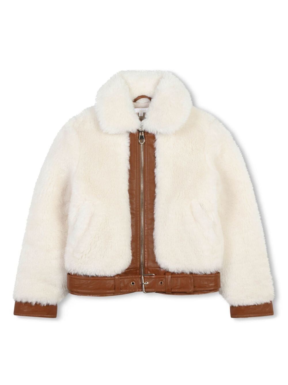 Shop Chloé Faux-fur Bomber Jacket In Nude & Neutrals