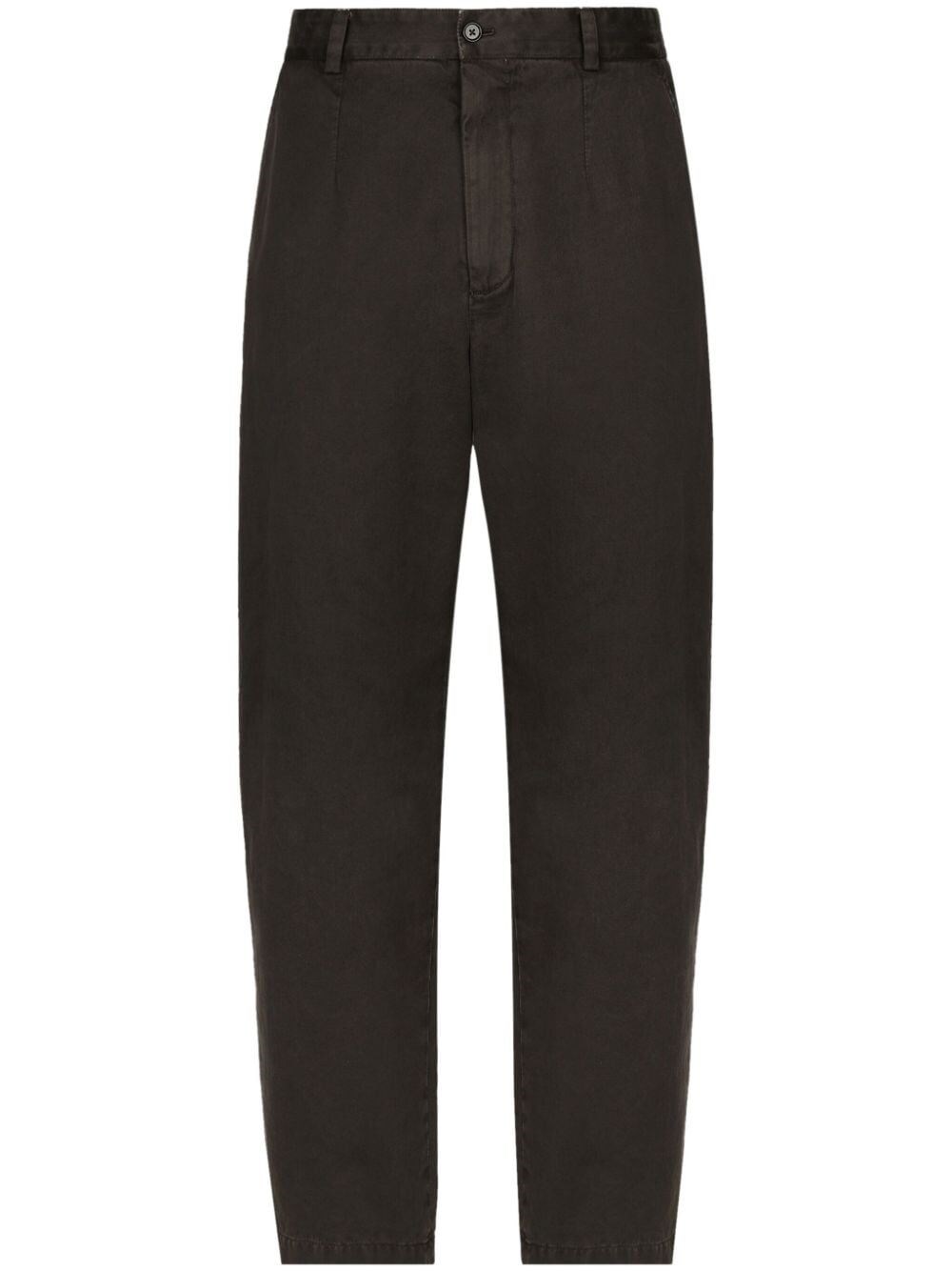 Shop Dolce & Gabbana Garment-dyed Cotton Trousers In Brown