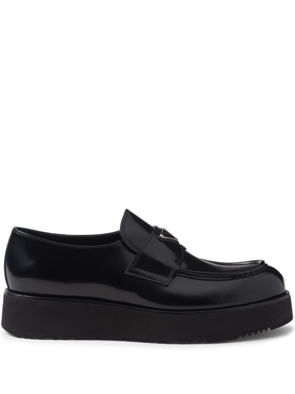 Prada Men Mocassini Platform In Pelle Spazzolata In Black