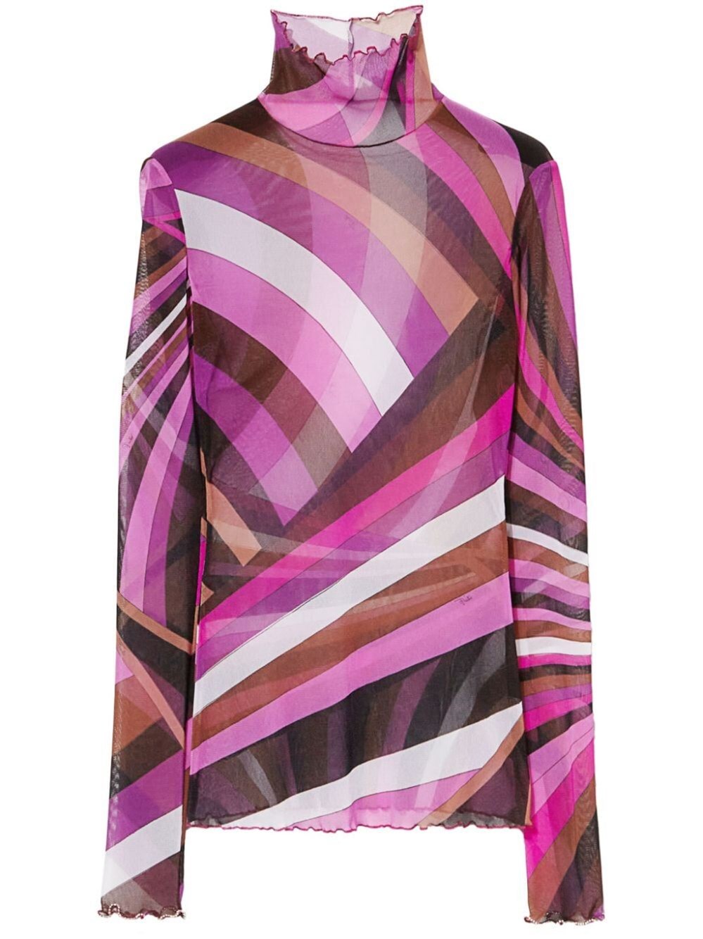 Shop Pucci Iride-print Semi-sheer Top In Pink & Purple