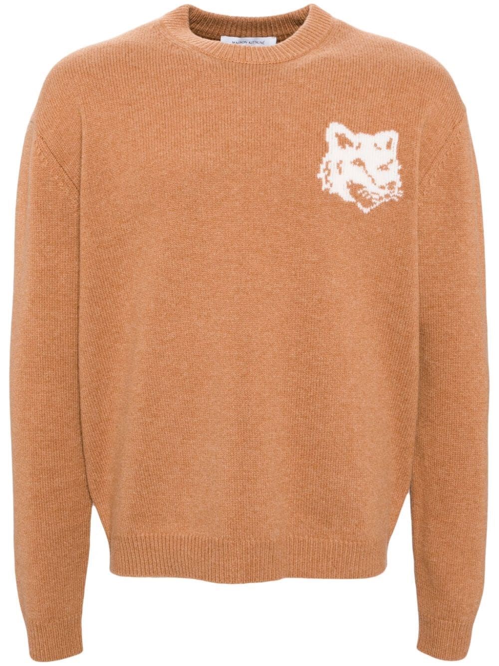 Shop Maison Kitsuné Fox Head Intarsia Regular Jumper In Brown