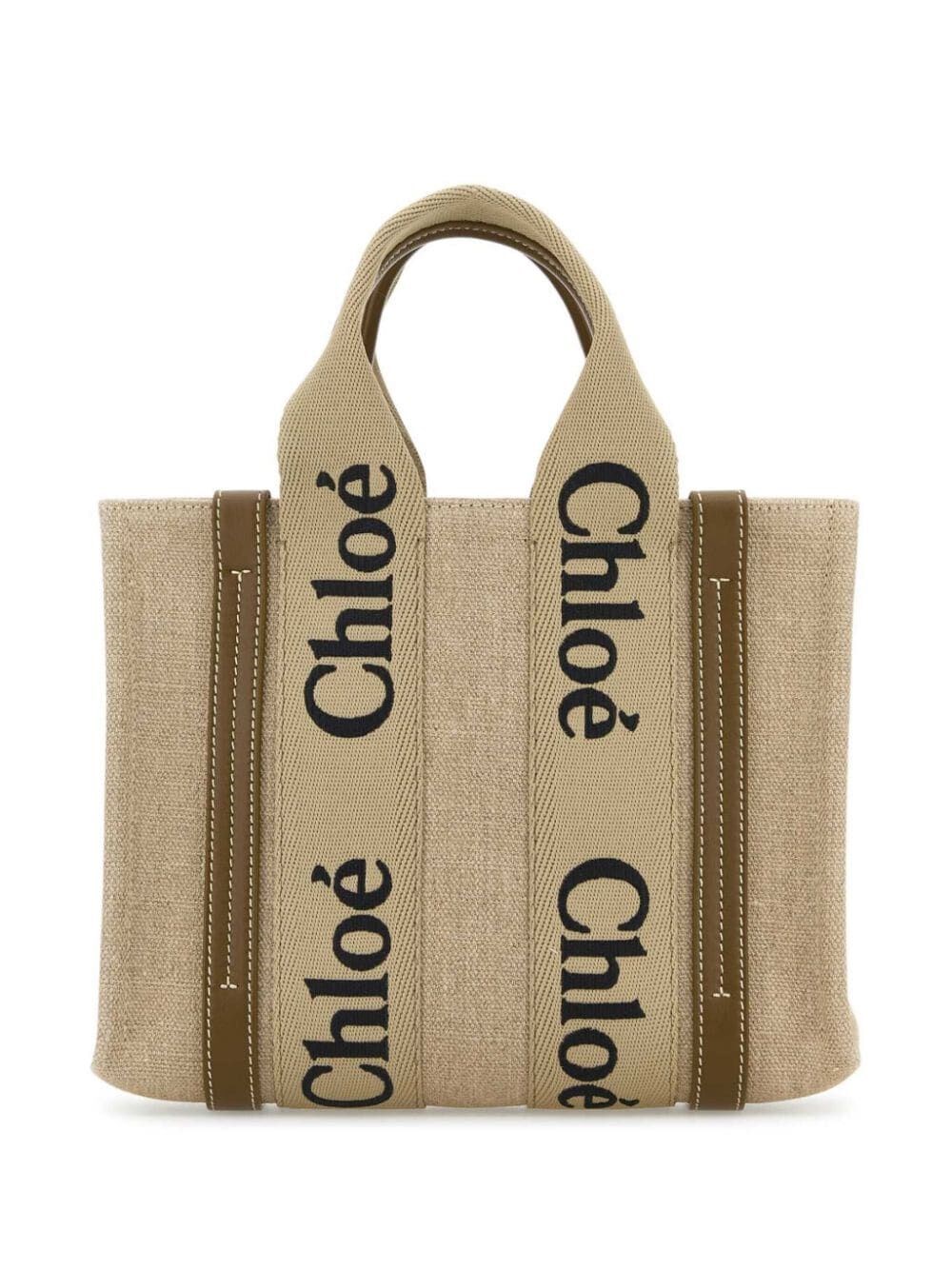 Chloé Woody Linen Small Tote Bag In Nude & Neutrals