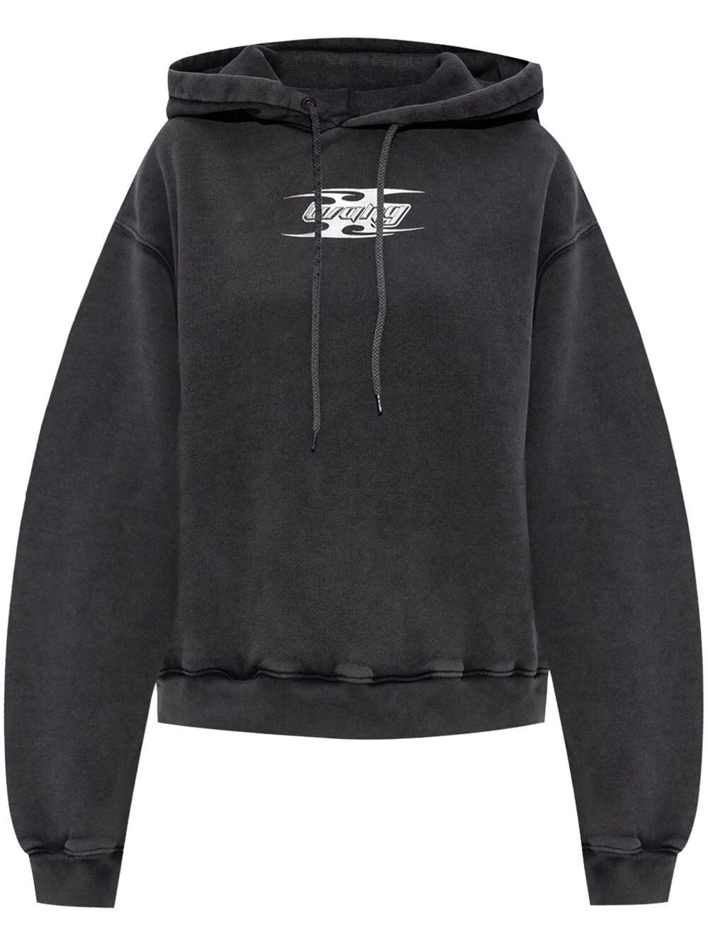 Shop Alexander Wang Blade Logo-embossed Hoodie In Grey