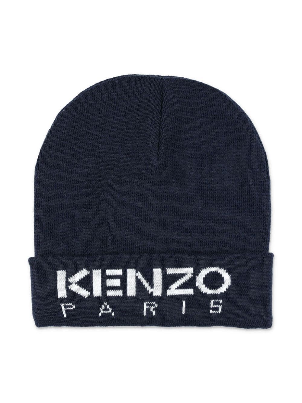 Shop Kenzo Intarsia Knit-logo Beanie In Blue