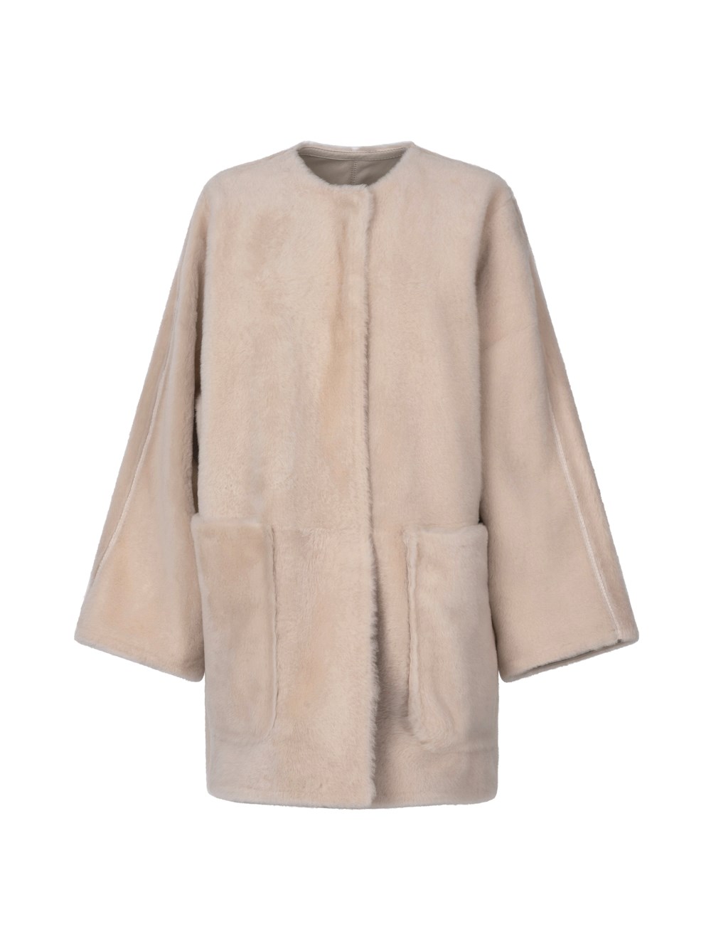 Shop Max Mara Reversible Shearling Coat In Nude & Neutrals