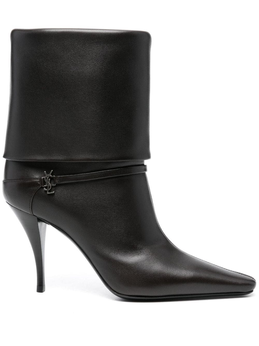 Shop Saint Laurent Smooth Leather Niki Booties In Brown