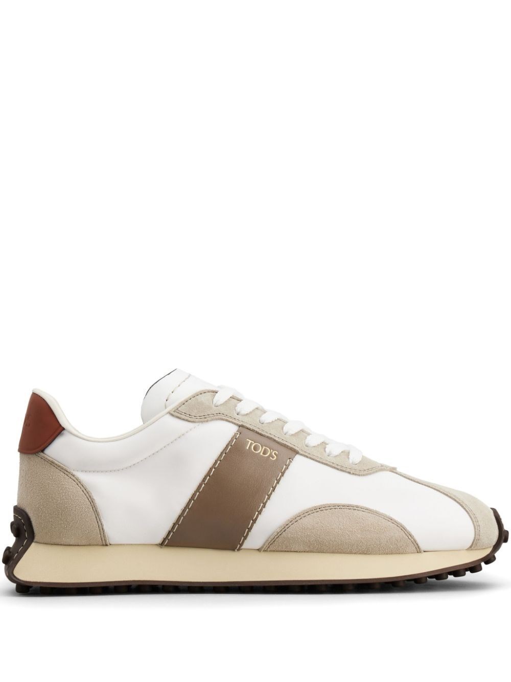 Shop Tod's Leather And Technical Fabric T Vintage Sneakers In White