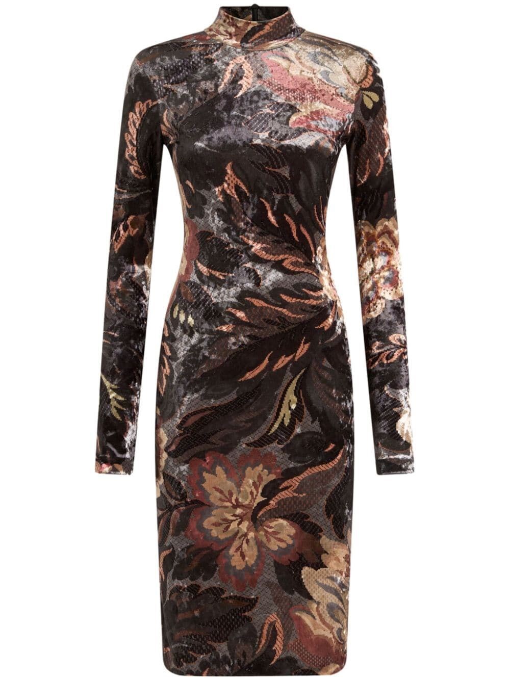 Shop Etro Printed Chenille Sheath Dress In Multicolour