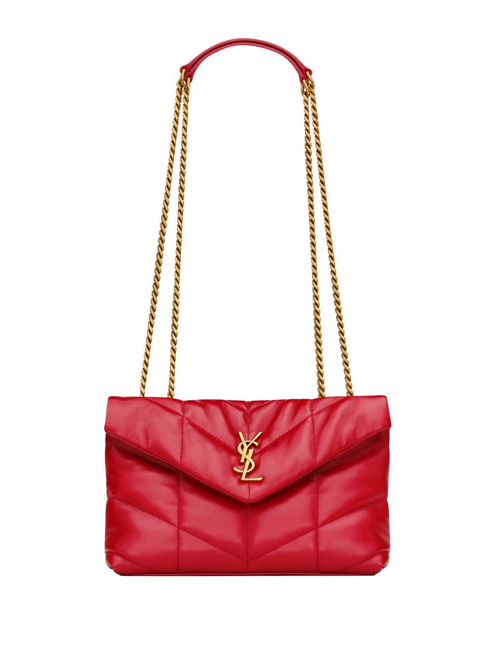 Shop Saint Laurent Loulou Puffer Toy Mini Bag In Nappa In Red