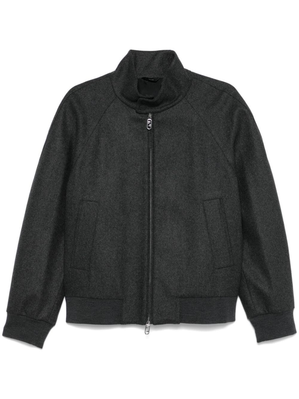 Shop Fendi Cashmere Blouson Jacket In Grey