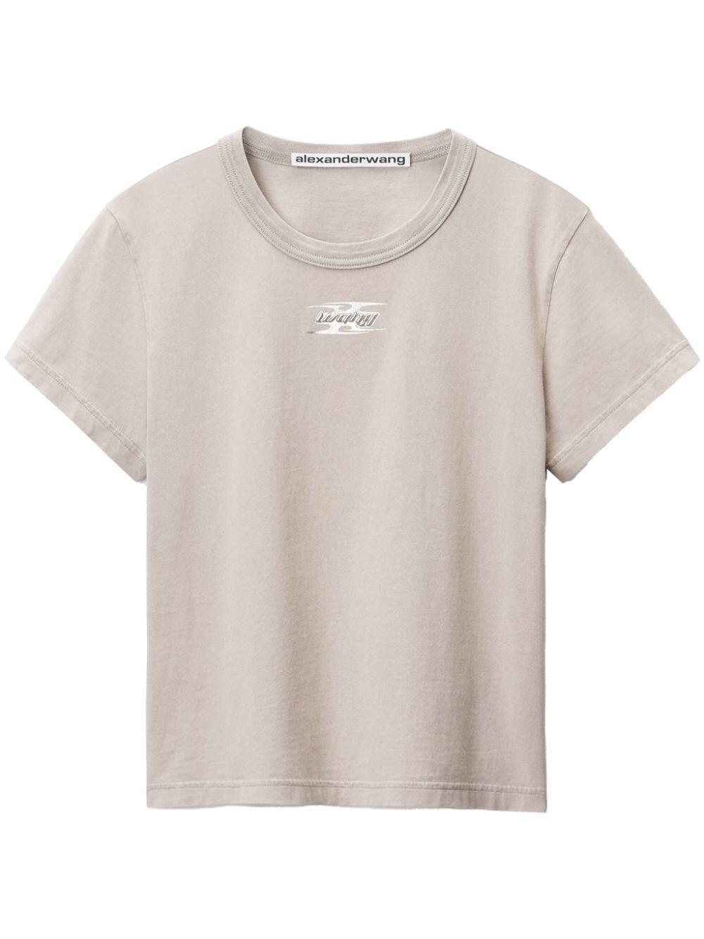 Shop Alexander Wang Blade Logo-embossed Cotton T-shirt In Nude & Neutrals