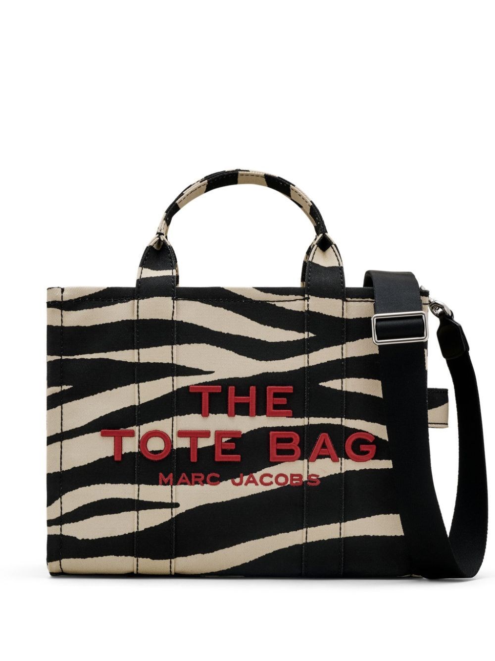 Shop Marc Jacobs The Zebra Canvas Medium Tote Bag In Black