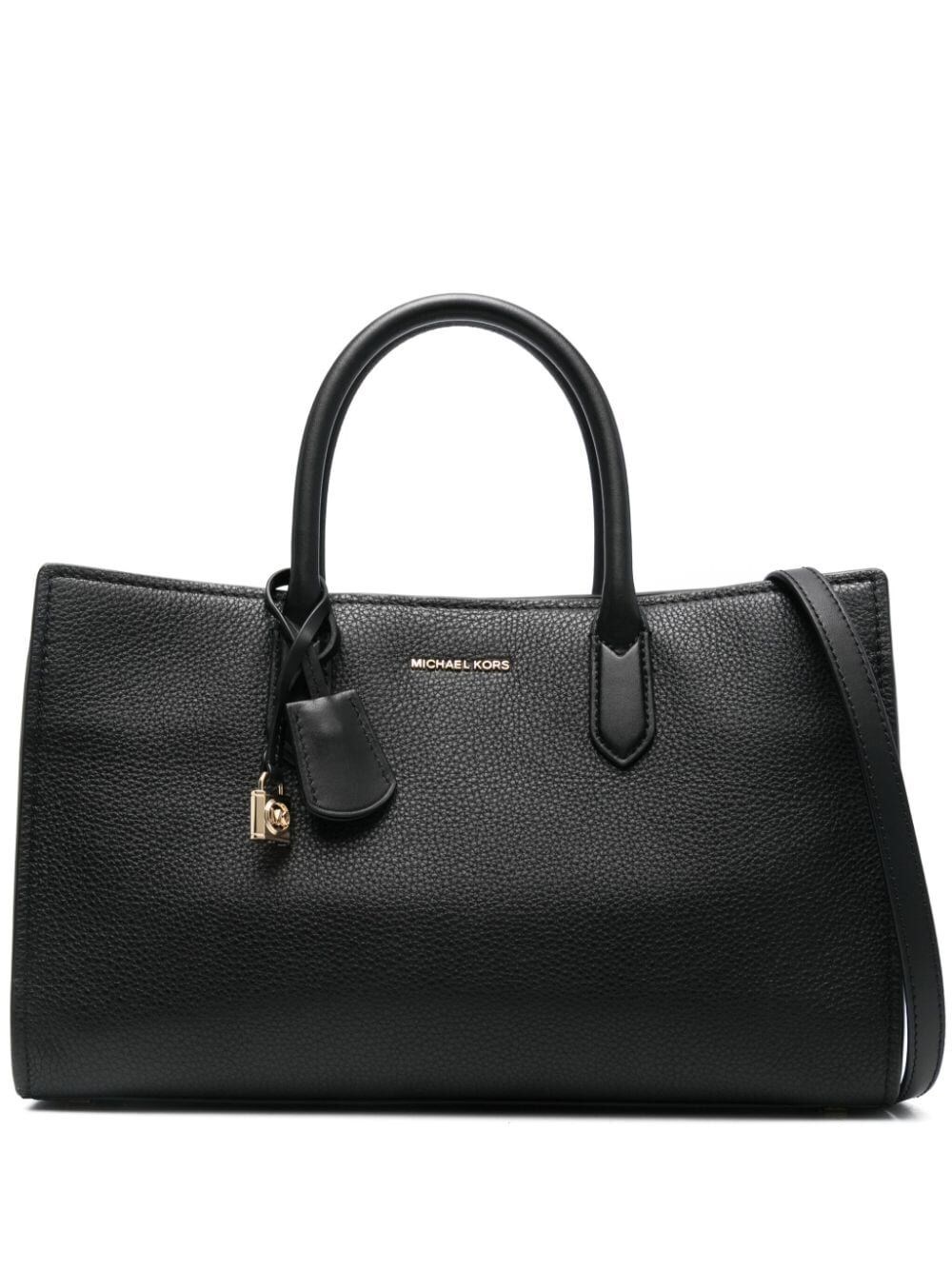 Shop Michael Kors Mk Scarlett Medium Tote Bag In Black