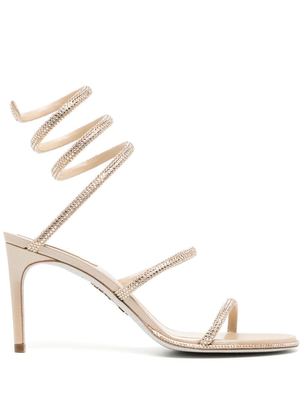 Shop René Caovilla Cleo Neutral Sandals 80 In Nude & Neutrals