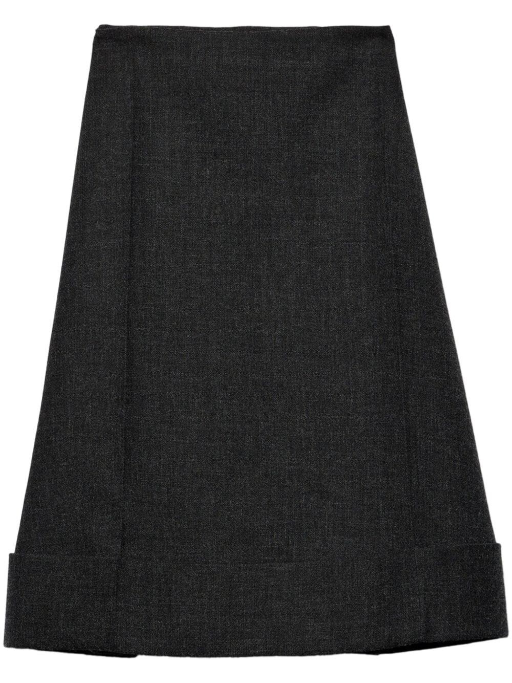 Shop Prada Vintage-look Rush Stitch Midi Skirt In Grey