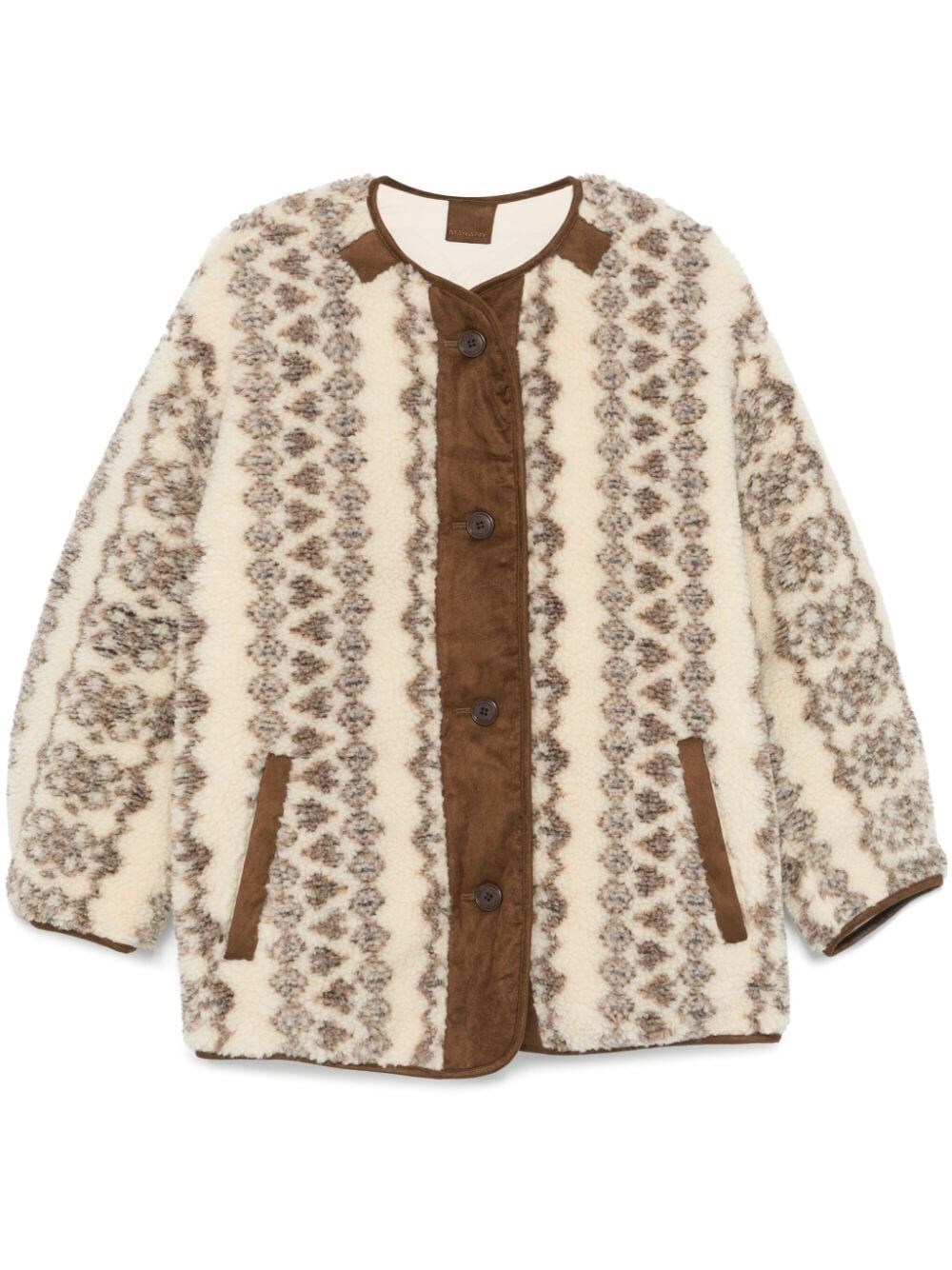 Marant Etoile Memma Reversible Printed And Quilted Shearling Coat In Nude & Neutrals