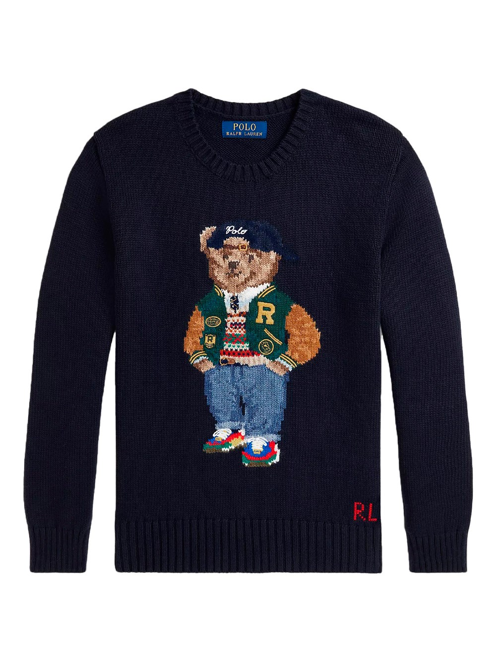 Shop Ralph Lauren Polo Bear Cotton Jumper In Blue