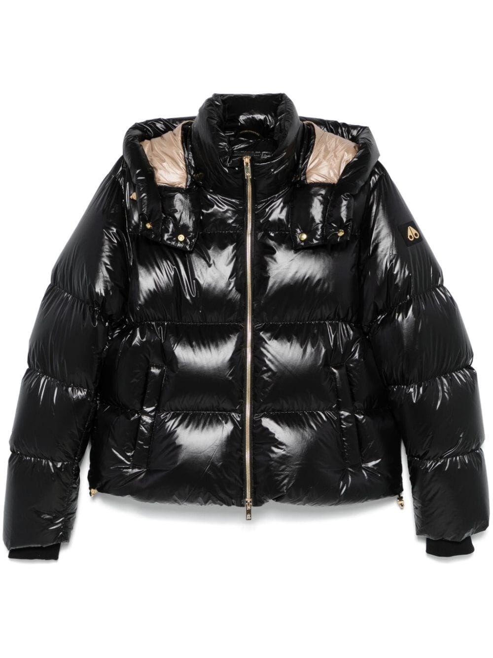 Shop Moose Knuckles Moonstone Gold Puffer Jacker In Black