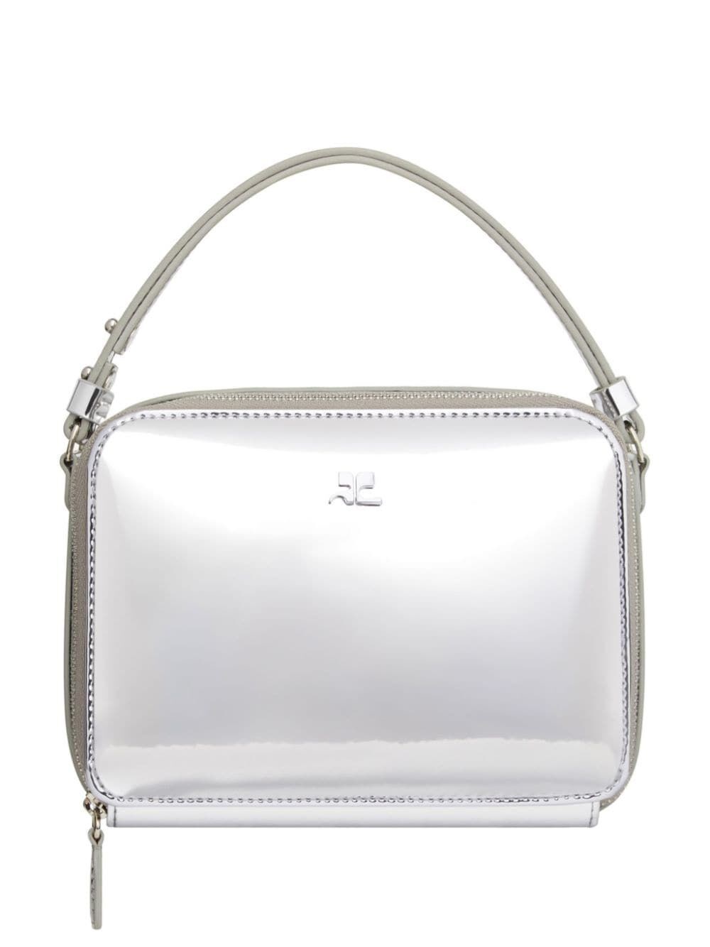 Shop Courrèges Cloud Chained Mirror Handbag In Metallic