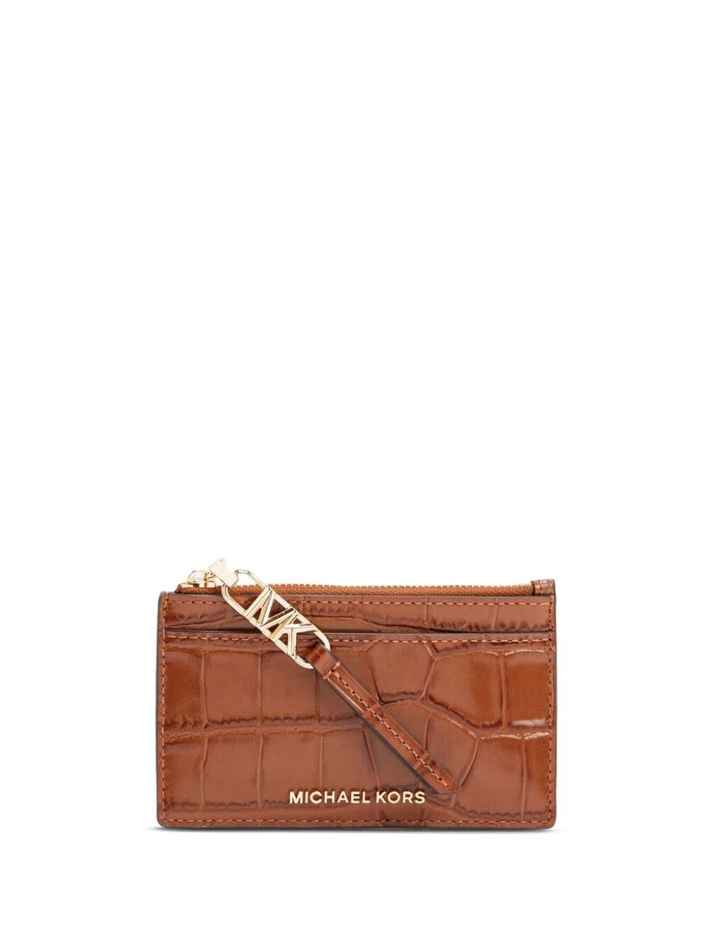 Michael Kors Mk Empire Small Zipped Card Case In Brown