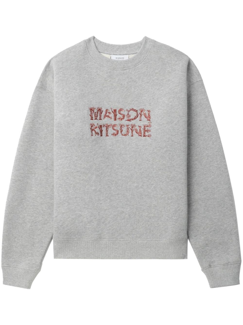 Shop Maison Kitsuné Felpa Comfort Woodland Alphabet In Grey