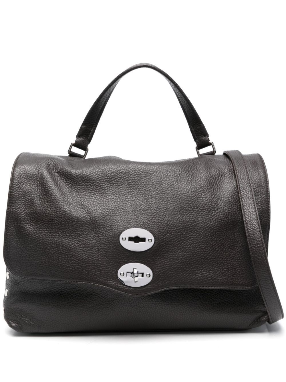Zanellato Tumbled Leather Medium Postina Daily Day Bags In Brown