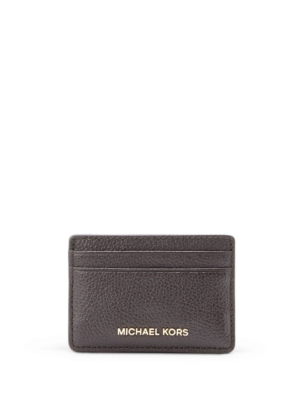 Michael Kors Mk Pebbled Leather Card Case In Brown