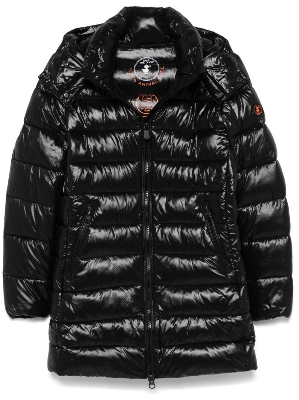 Shop Save The Duck Marjorie Long Padded Jacket In Black