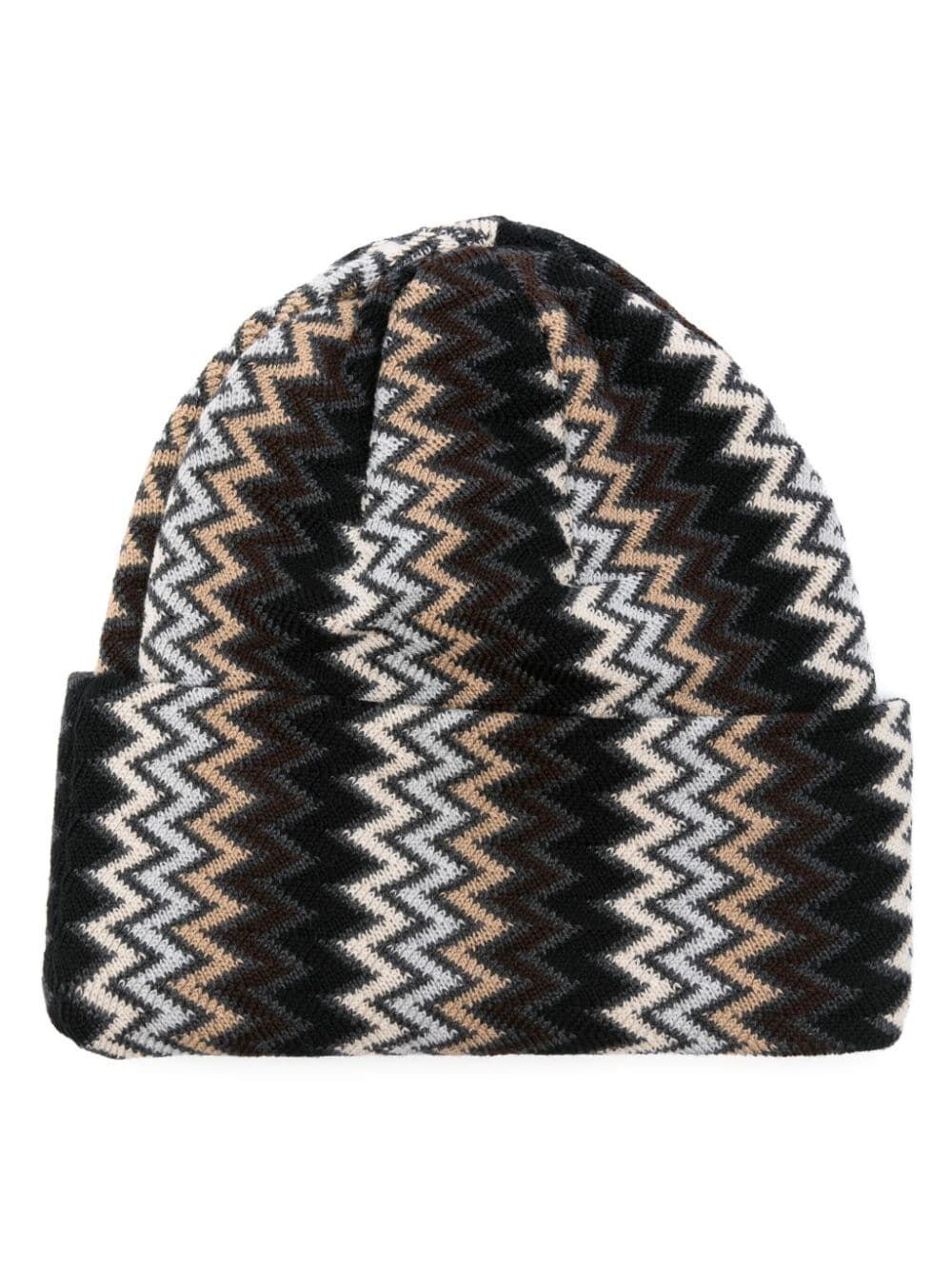 Shop Missoni Zig-zag Wool Beanie In Brown