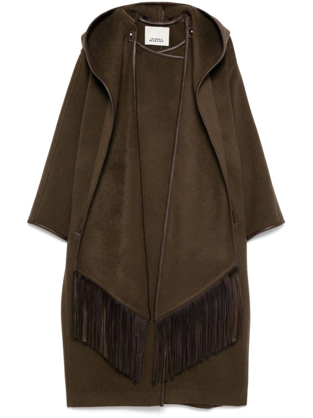 Shop Isabel Marant Irvana Wool Coat With Leather Details In Brown