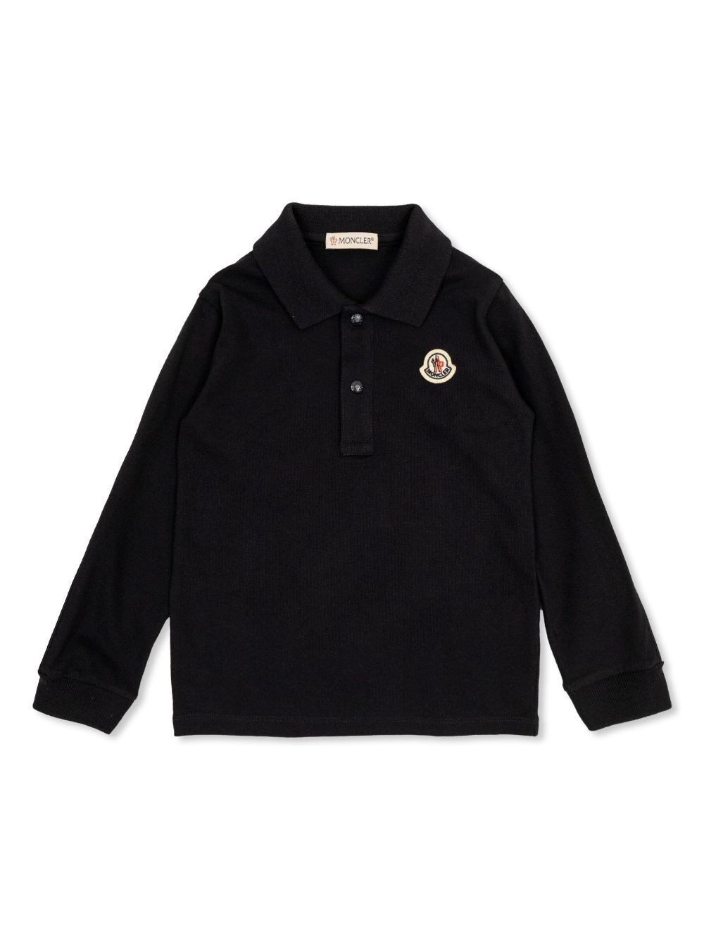 Moncler Kids' Tricolour Long Sleeve Polo Shirt In Blue