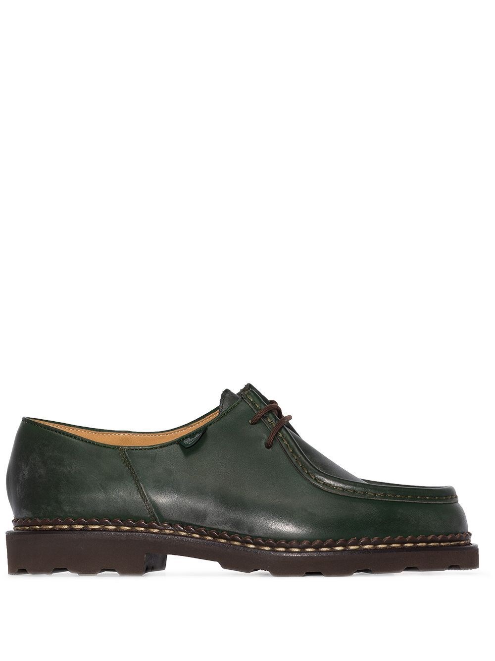 Shop Paraboot Michael Smooth Leather Derbies In Green