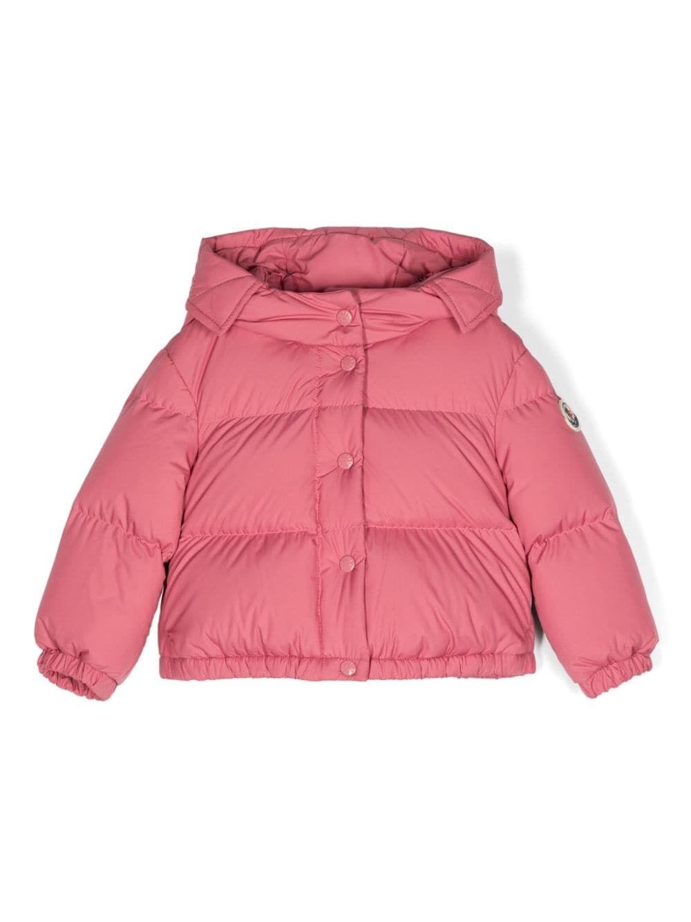 Shop Moncler Laurie Down Jacket In Pink & Purple