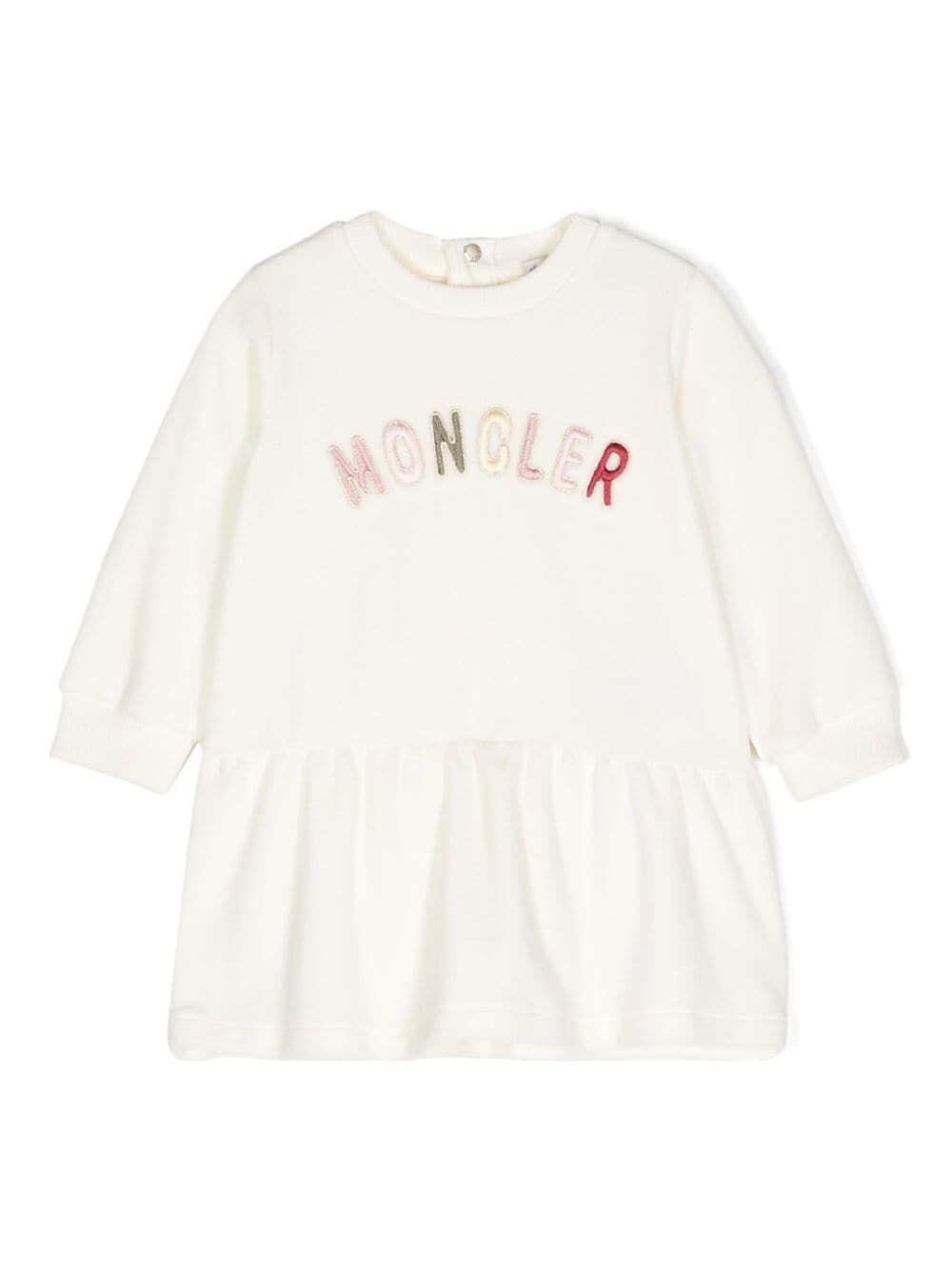 Moncler Kids' Embroidered Dress In Nude & Neutrals