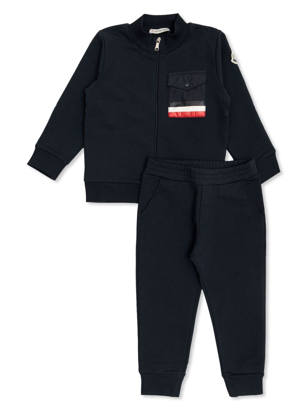 Moncler Kids' Tricolour Track Suit In Blue