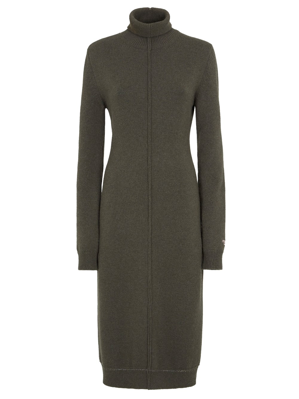 Shop Fendi High Neck Cashmere Midi Dress In Green