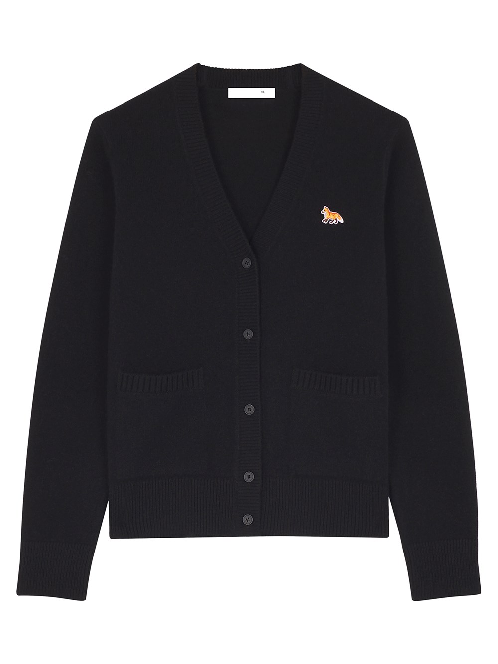 Shop Maison Kitsuné Baby Fox Patch Boxy Cardigan In Black